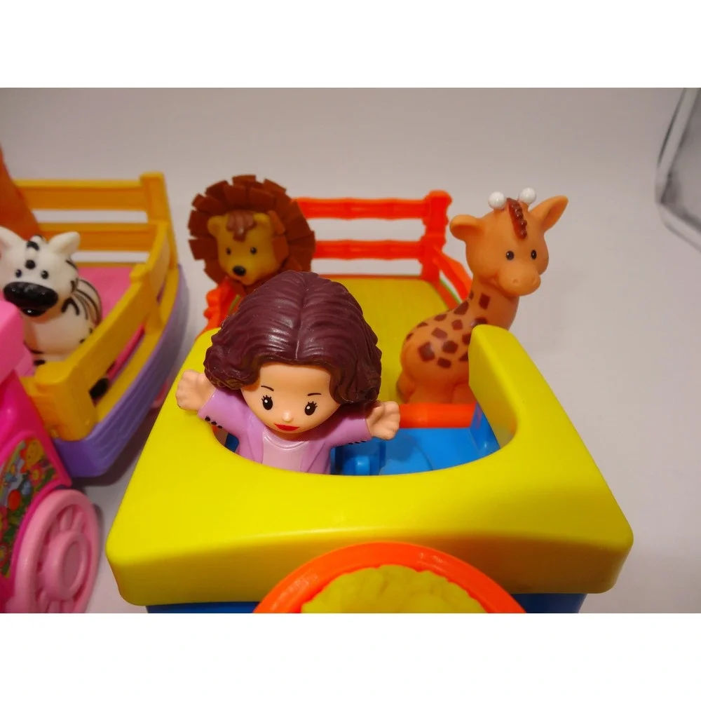 Fisher Price Little People Pink Musical Zoo Train and Musical Safari Train Set